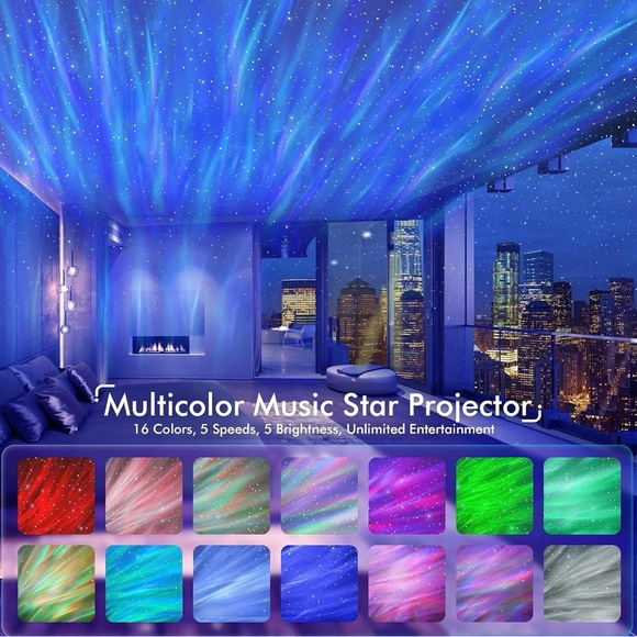 Rossetta Star Projector Night Light with Bluetooth Speaker - Picture 3 of 7